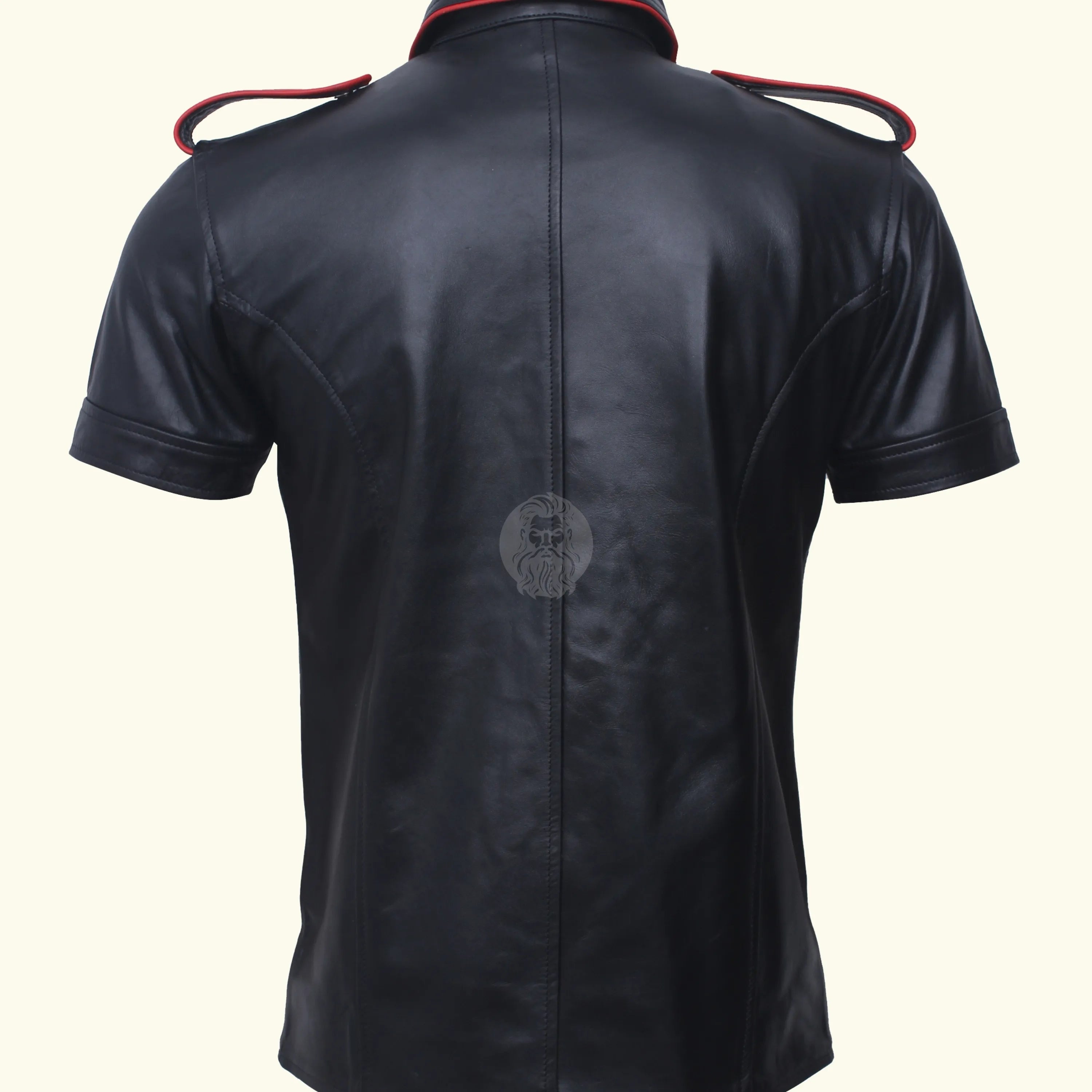 Genuine Leather Men's Black Short Sleeve Shirt, Short Sleeve Shirt, Men's Black Short Sleeve Shirt, Men's Black Leather Shirt, 