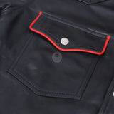 Genuine Leather Men's Black Short Sleeve Shirt, Short Sleeve Shirt, Men's Black Short Sleeve Shirt, Men's Black Leather Shirt, 