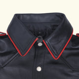 Genuine Leather Men's Black Short Sleeve Shirt, Short Sleeve Shirt, Men's Black Short Sleeve Shirt, Men's Black Leather Shirt, 