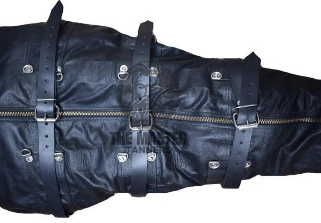 leather bodybag, leather sleepsack, leather sleep sack, leather bondage body bag, leather bondage sleep sack, self bondage sleep sack