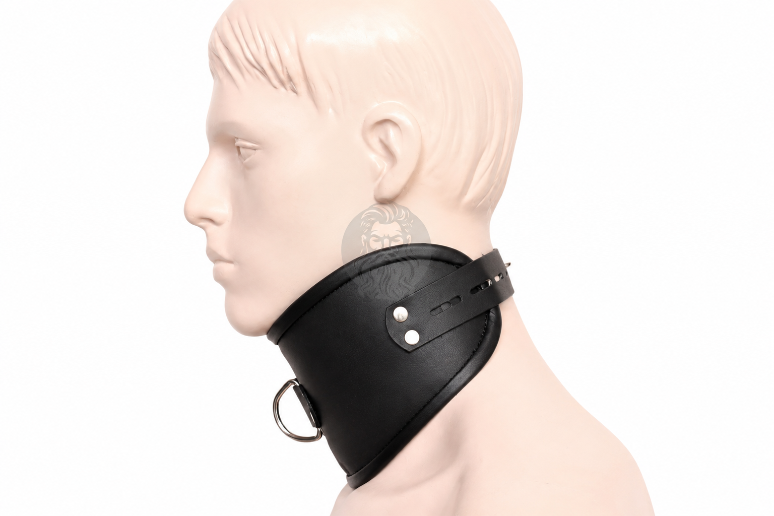 Locking Leather Bondage Posture Collar, view 2