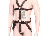 leather harness, leather gay harness, leather bondage harness, mens leather harness, leather harness for men, bondage harness, gay harness, gay leather harness, mens leather harness, leather body harness, body harness, leather jockstrap, adjustable leather harness, durable leather, men’s leather gear, body harness with jockstrap, metal accents, premium leather, secure fit, bold leather harness
