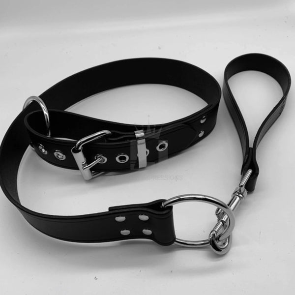 BDSM Leather Collar with Leash | Bondage Neck Restraint