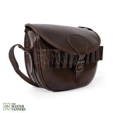 leather cartridge bag, brown cartridge bag, leather shooting bag,