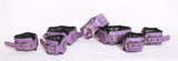 leather cuffs, leather restraint, leather bondage handcuffs, purple restraint cuffs