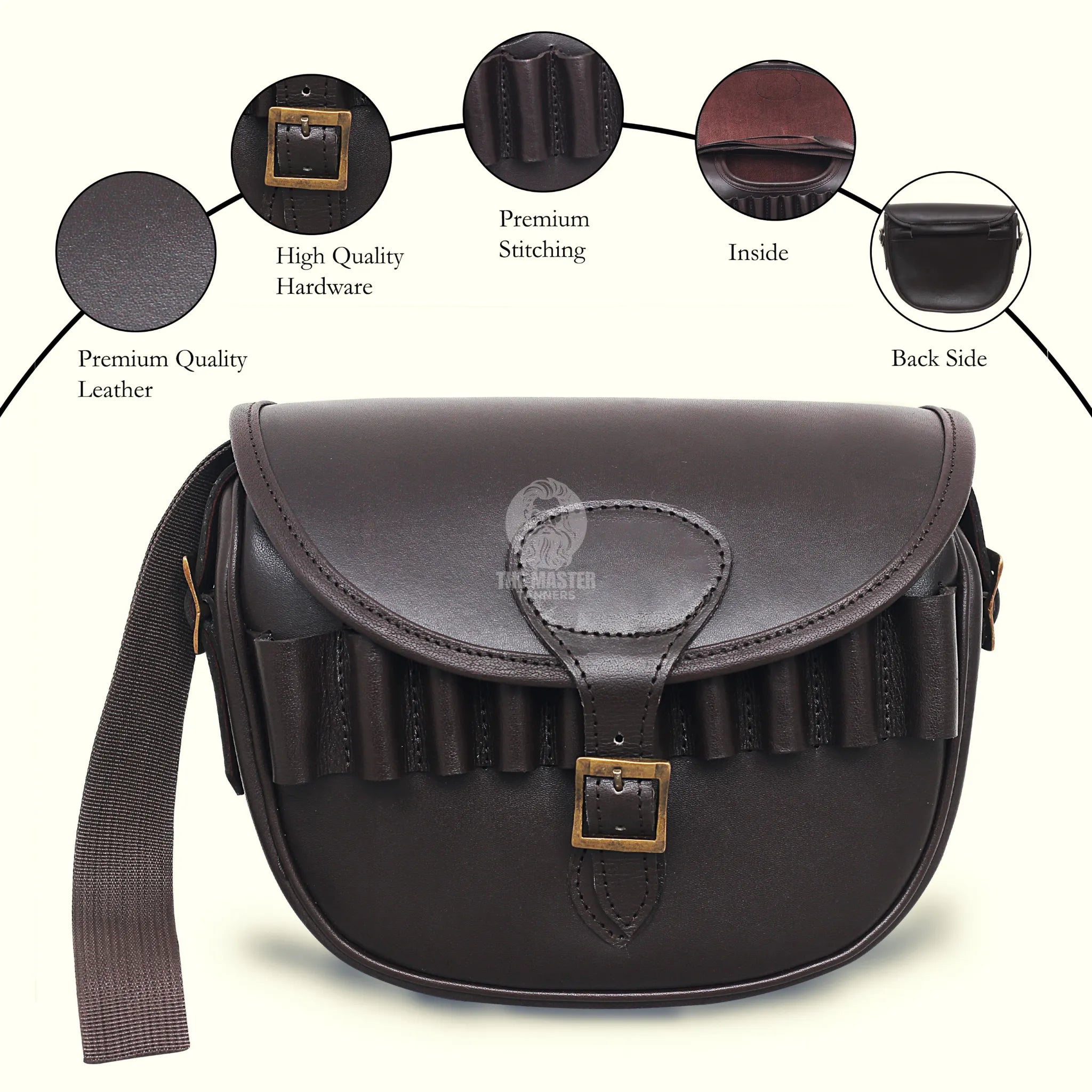leather cartridge bag, brown cartridge bag, leather shooting bag,