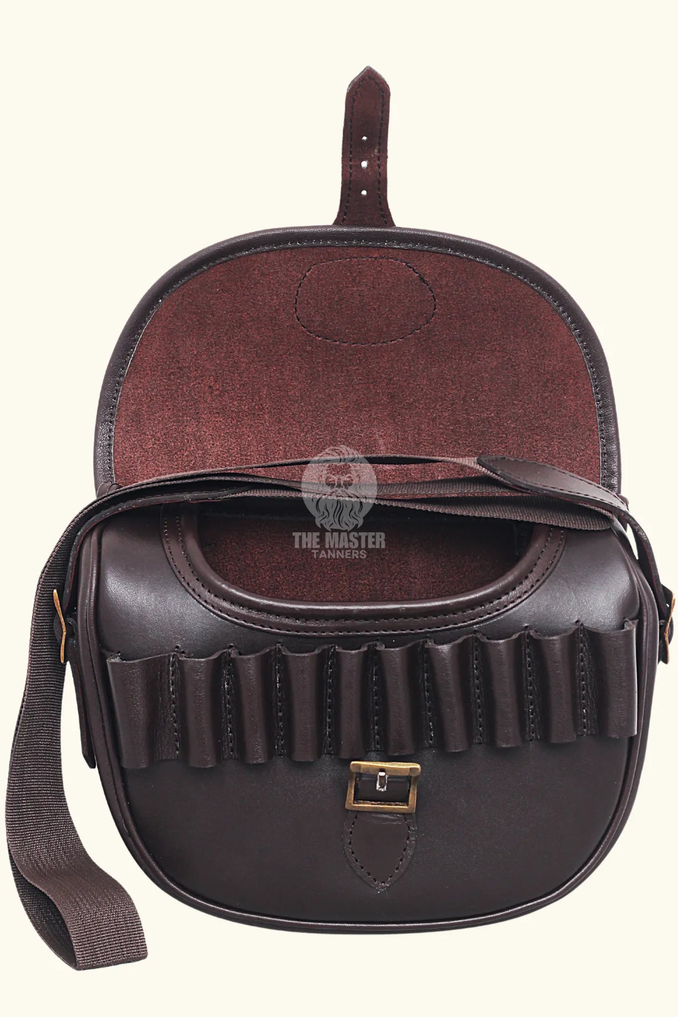 leather cartridge bag, brown cartridge bag, leather shooting bag,
