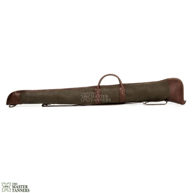 Green and Brown Waxed Canvas Leather Shotgun Case, Canvas Leather Gun Slip Case, Canvas Leather Shotgun Case