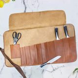 Classic Brown Knife Roll, Leather Tool Bag, Classic Knife Roll