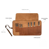 Classic Brown Knife Roll, Leather Tool Bag, Classic Knife Roll