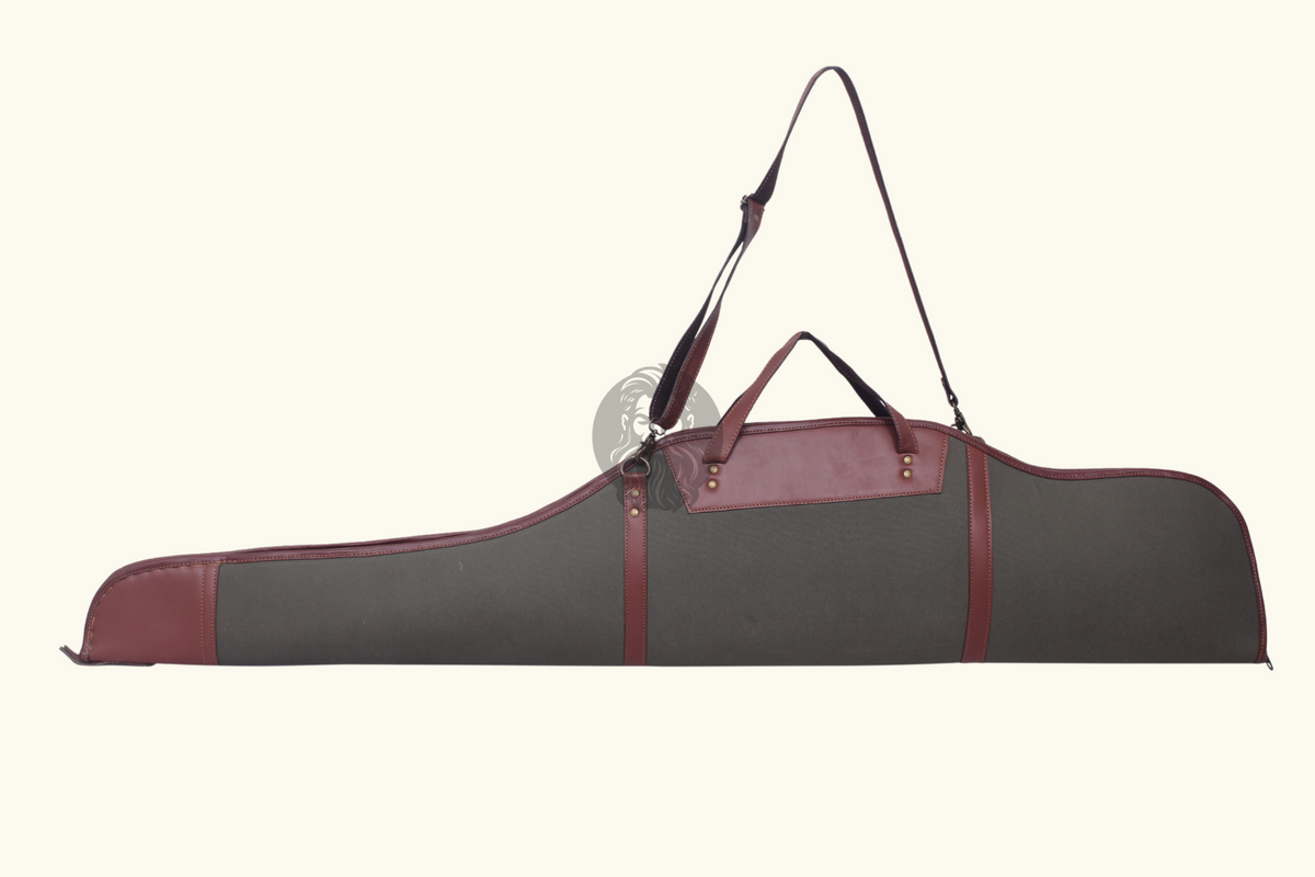 Handcrafted Leather Canvas Rifle Case with Wool Lining