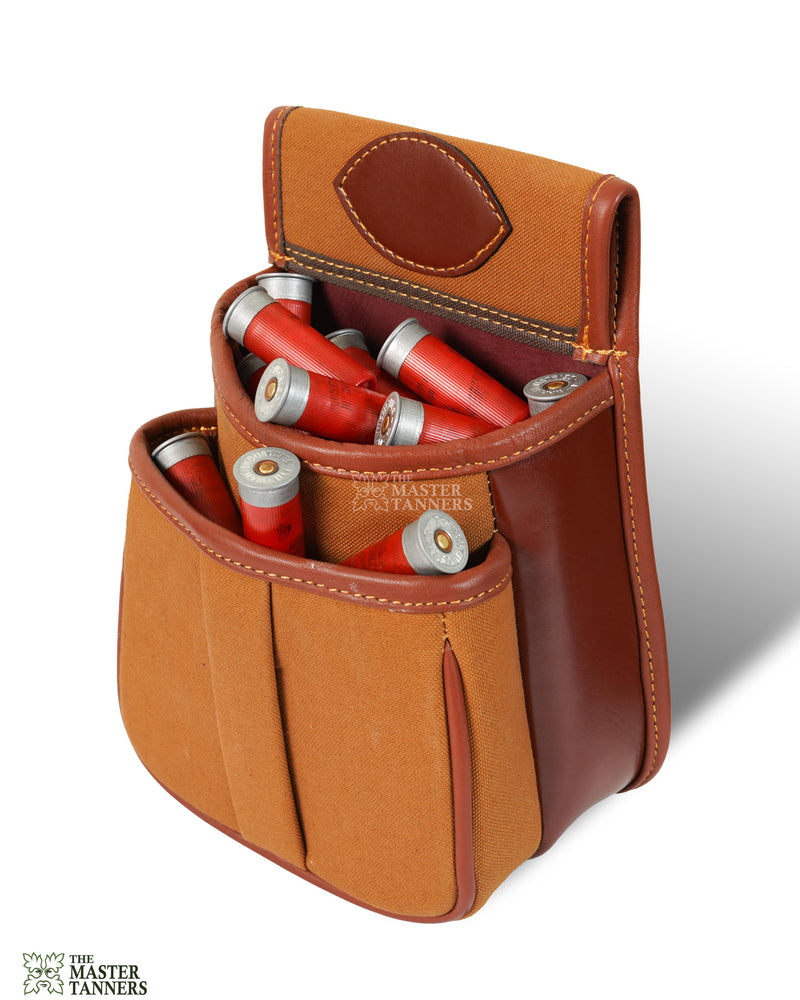 Canvas Leather Cartridge Bag, Canvas Belt Pouch, canvas cartridge bag, cartridge holder, shotgun cartridge bag, Leather Belt Pouch