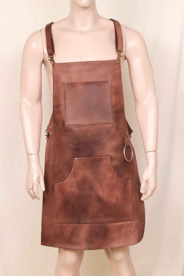 leather work apron, professional leather apron, Cross Back Leather apron, leather apron with towel strap, work aprons