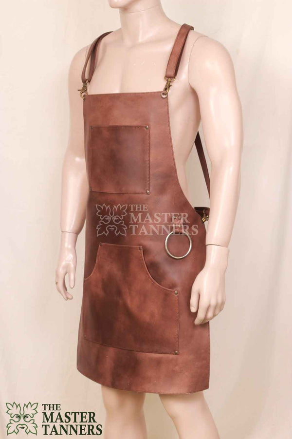 leather work apron, professional leather apron, Cross Back Leather apron, leather apron with towel strap, work aprons