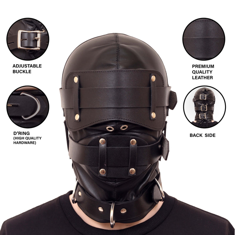 Sensory Deprivation Leather Bondage Hood