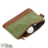 canvas leather golf pouch, golf ball pouch, golf accessory bag, golf ball bag, golf ball pouch, leather golf pouch