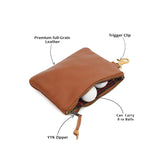 leather golf pouch, golf accessories, leather golf ball bag, leather golf bag, canvas leather golf bag