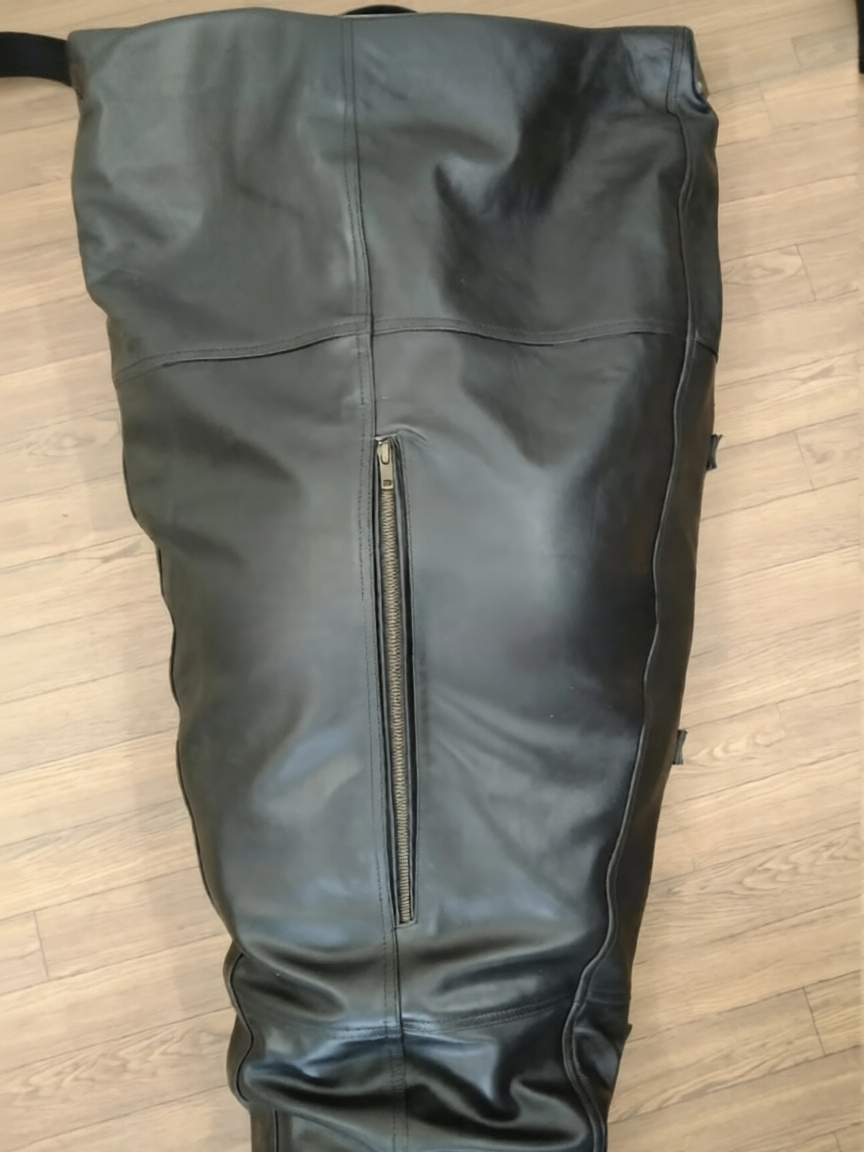 leather bodybag, leather sleepsack, leather sleep sack, leather bondage body bag, leather bondage sleep sack, self bondage sleep sack, leather sleep sack