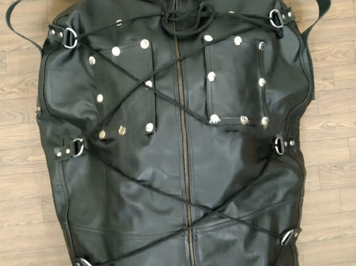 leather bodybag, leather sleepsack, leather sleep sack, leather bondage body bag, leather bondage sleep sack, self bondage sleep sack, leather sleep sack