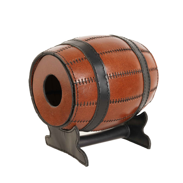 Leather Wine Barrel Holder, Leather Barrel Bottle Holder, Leather Barrel Bottle Holder