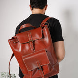 leather backpack, leather bag, leather bucket bag