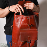 leather backpack, leather bag, leather bucket bag