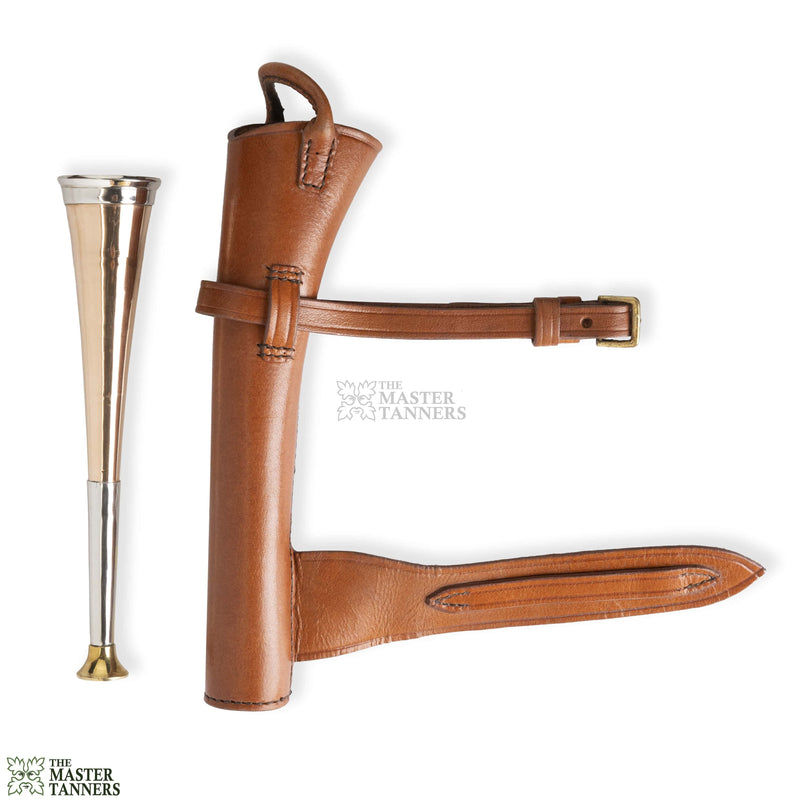 Fox Hunting Horn with Leather Case, Hunting Horn with Leather Case,  Hunting Horn with Case, 1 band horn, 3 band horn, 4 band horn, fox hunting horn for sale, Fox Hunting Copper Horn