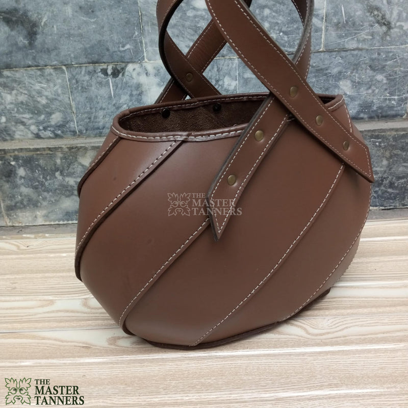 Round Tote bag, Leather Tote bag, tan leather tote bag, women leather tote bag