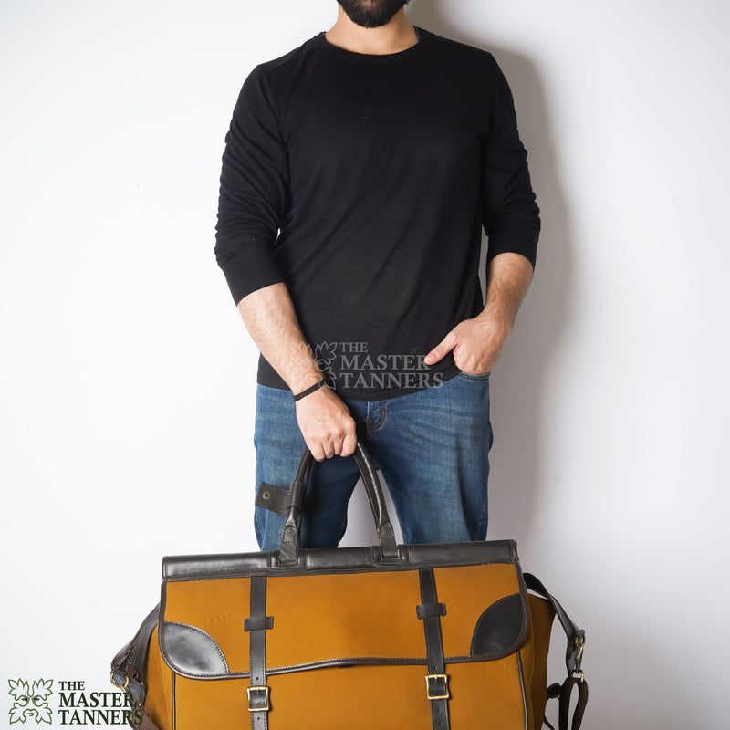 Weekend Bag, Weekender Bag, Canvas Leather Bag, Canvas Leather Weekend Bag, Duffle Bag, Leather Weekend Bag