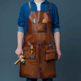 leather work apron, leather apron, professional leather apron, aprons with pockets