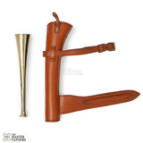 hunting horn, fox hunting horn, fox hunting horn with leather case, plain brass horn, plain brass horn with leather case, fox hunting horn for sale, Fox Hunting Horn