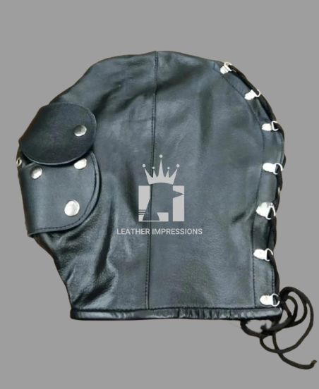 Leather Bondage Hood, Leather Hood, BDSM Hood, Leather Bondage Mask, leather mask