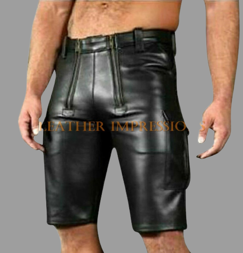 leather shorts, leather shorts bondage, leather shorts bdsm, leather gay shorts, gay leather shorts, leather cargo shorts