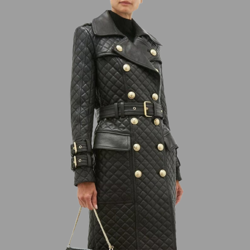  leather coat, leather long coat, leahter trench coat, leather leather overcoat, double breasted leather coat