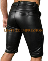 leather shorts, leather shorts bondage, leather shorts bdsm, leather gay shorts, gay leather shorts, leather cargo shorts