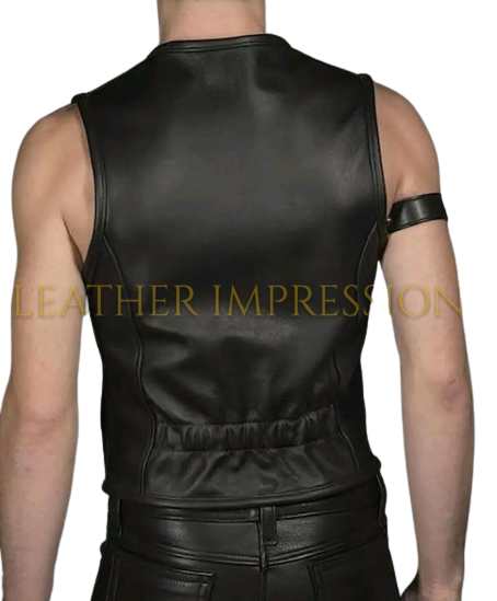 leather vest, gay leather vest, leather vest bdsm, bondage leather vest