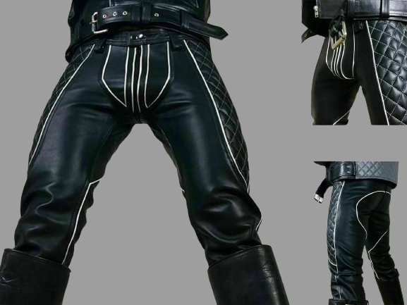 leather pants, leather BDSM Pants, Leather Bondage Pants, Gay Leather Pants, Leather pants mens, leather quilted pants