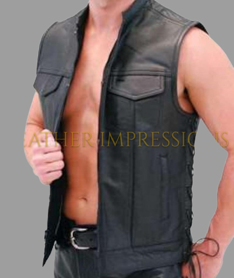 leather vest, gay leather vest, leather vest bdsm, bondage leather vest