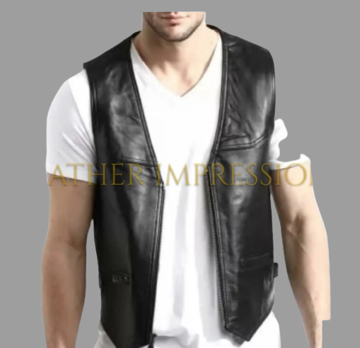 leather vest, gay leather vest, leather vest bdsm, bondage leather vest