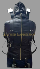 leather straitjacket bondage, leather straight jacket, straight jacket bdsm, leather straitjackets, leather kinky straight jacket