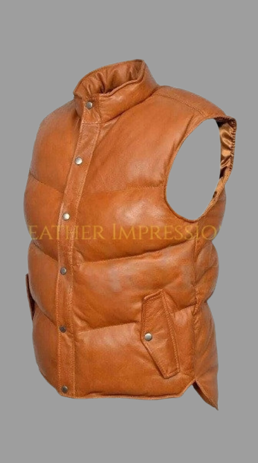 leather vest, gay leather vest, leather vest bdsm, bondage leather vest, leather puffer vest, quilted vest