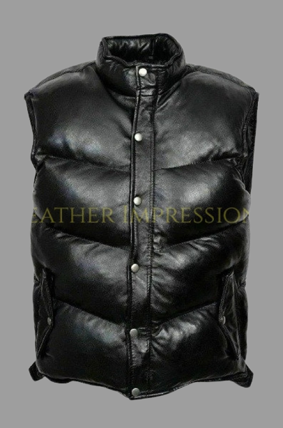 leather vest, gay leather vest, leather vest bdsm, bondage leather vest, leather puffer vest, quilted vest