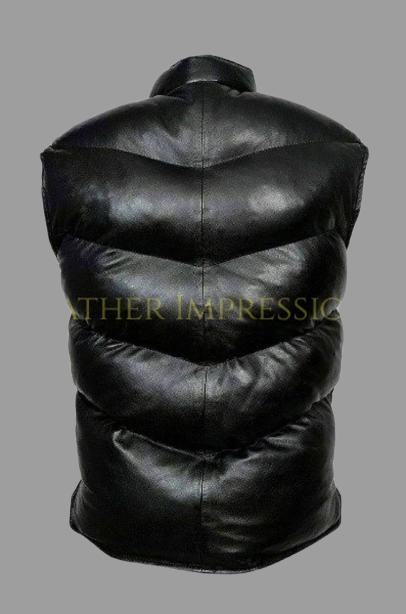 leather vest, gay leather vest, leather vest bdsm, bondage leather vest, leather puffer vest, quilted vest