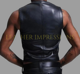 leather vests, gay leather vest, bondage leather vest, leather bdsm vest