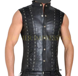 leather vest, gay leather vest, leather vest bdsm, bondage leather vest,