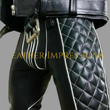 leather pants, leather BDSM Pants, Leather Bondage Pants, Gay Leather Pants, Leather pants mens, leather quilted pants