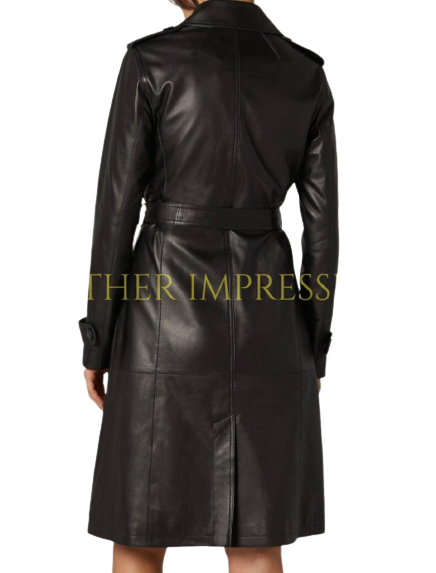  leather coat, leather long coat, leahter trench coat, leather overcoat, leather long coat