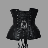 leather corset, leather underbust corset, black underbust corset