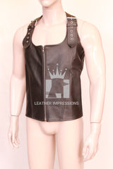 leather vest, gay leather vest, leather vest bdsm, bondage leather vest,