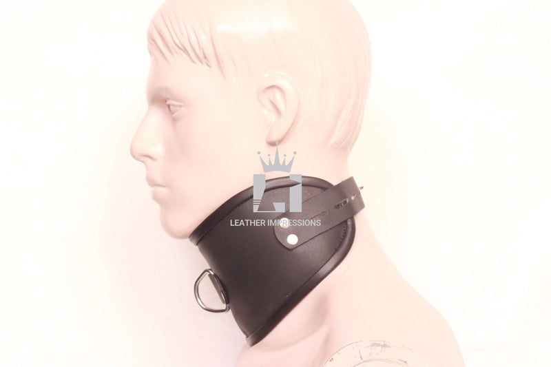 leather bdsm collar, leather bondage collar, leather slave collar, leather neck restraint, leather posture collar, posture collar bondage, bdsm posture collar